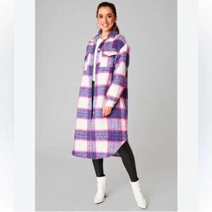 Buddy Love Rocky Long Plaid Shacket in Boysenberry